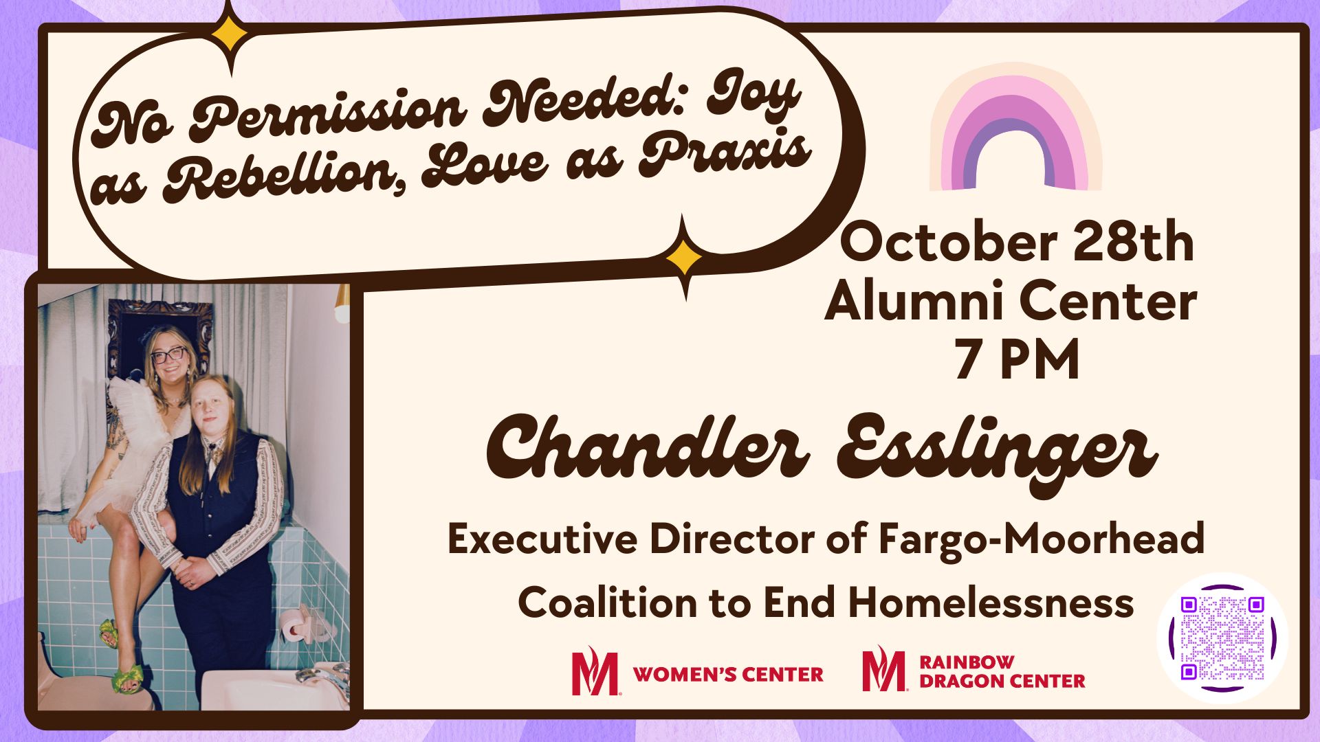 No Permission Needed: Joy as Rebellion, Love as Praxis with Dragon Alumni Chandler Esslinger at the Alumni Center No Permission Needed: Joy as Rebellion, Love as Praxis with Dragon Alumni Chandler Esslinger at the Alumni Center