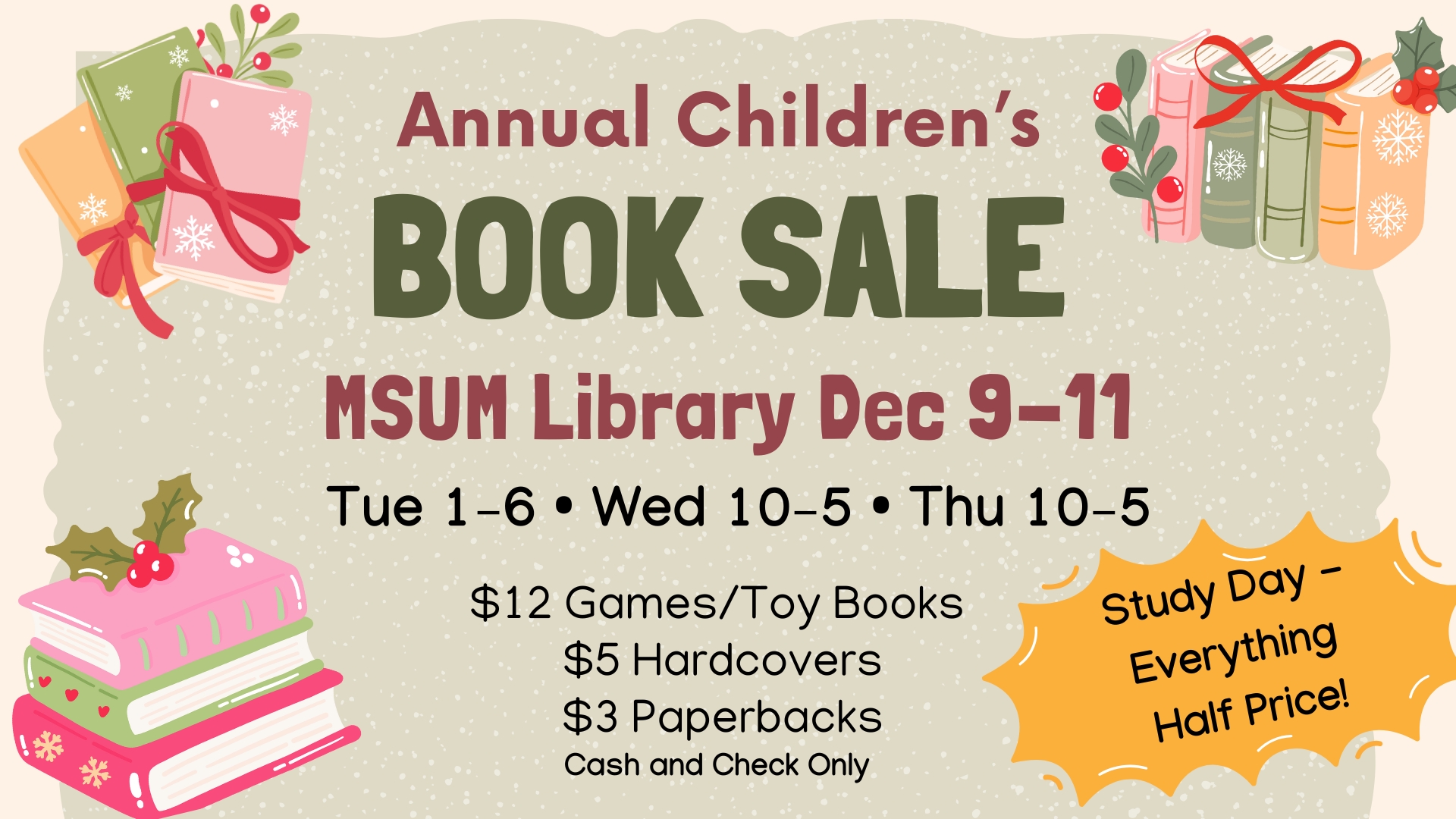 Annual Children’s Book Sale — December 9–11 in the Library Annual Children’s Book Sale — December 9–11 in the Library