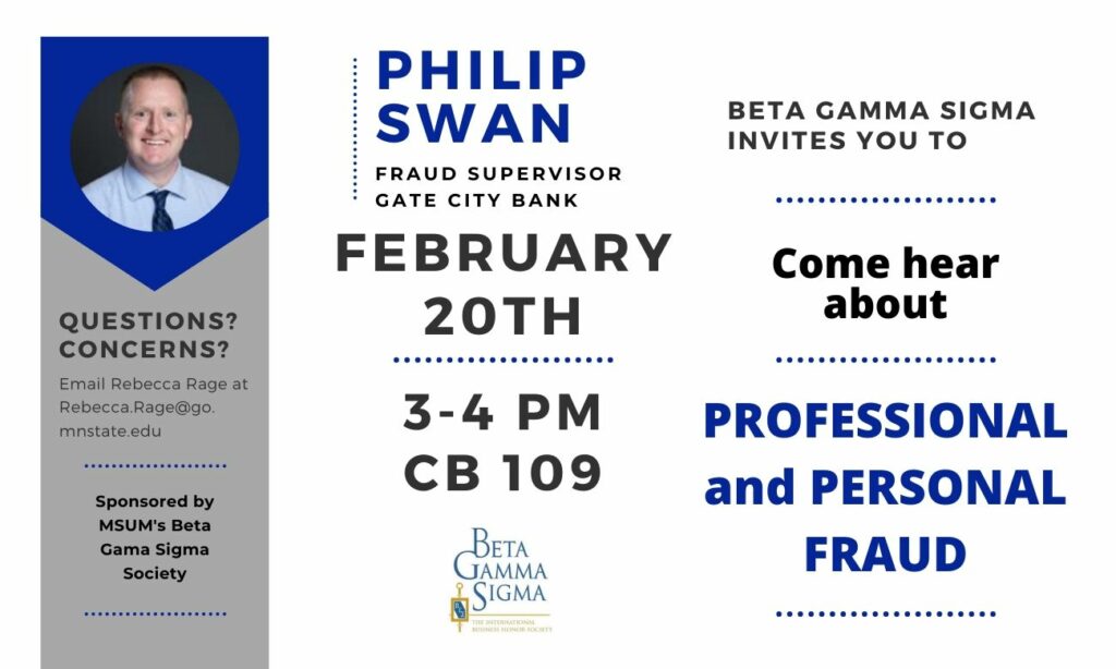 Beta Gamma Sigma hosts event on professional, personal fraud