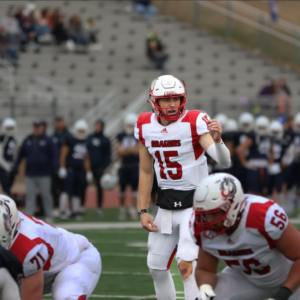 Jack Strand stands in the shotgun formation, ready for a snap.